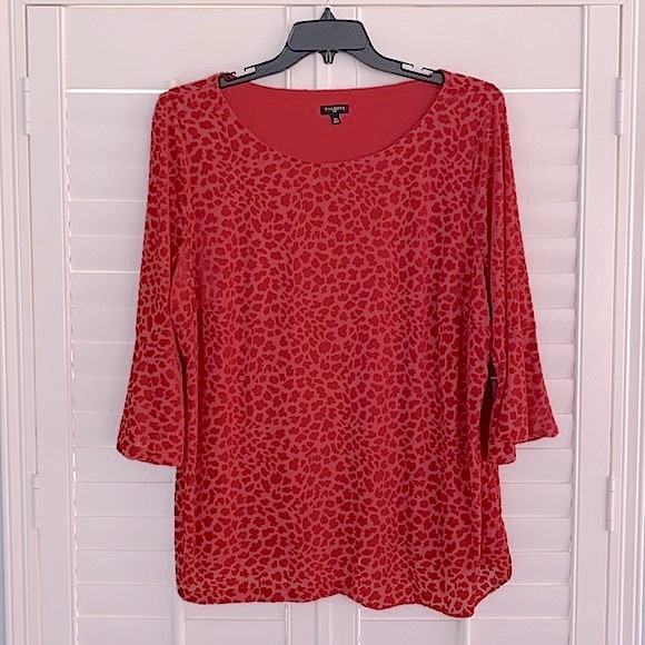 Talbots Velvet Burn-out Animal Pattern Top - Picture 13 of 13